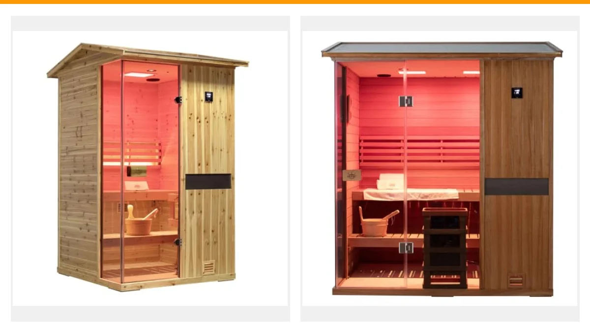 outdoor sauna with red light therapy